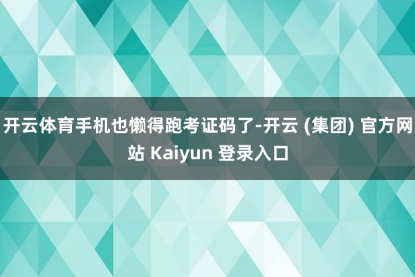开云体育手机也懒得跑考证码了-开云 (集团) 官方网站 Kaiyun 登录入口